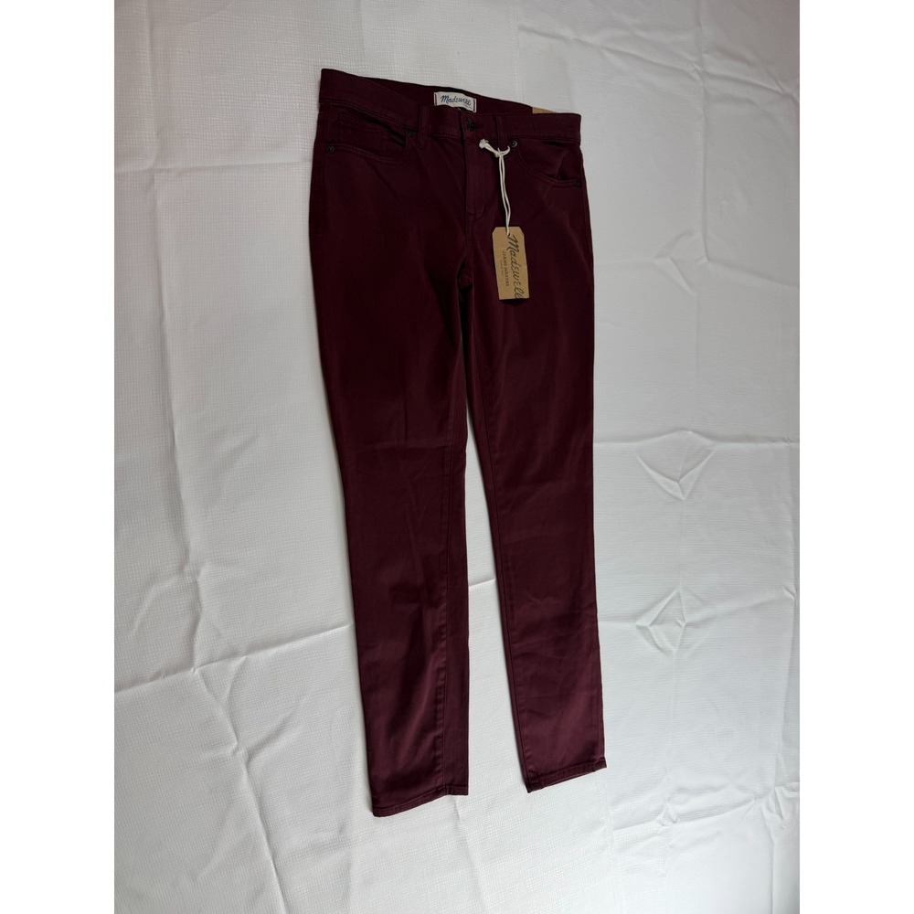 NWT Madewell Skinny Skinny Jeans Womens 28 Maroon Red Mid Rise Stretch 5-Pockets - Picture 2 of 12